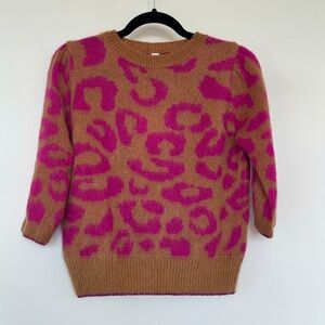 Tensione Italy sweater in animal print color camel with fuchsia, size S.